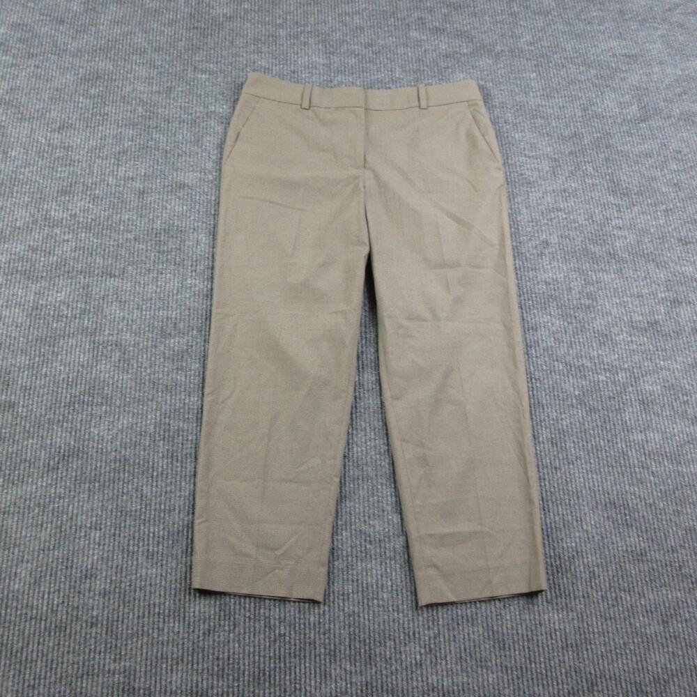 Ann Taylor Pants Womens 8 Brown Tan Check Twill Slim Straight Chino 33x26*